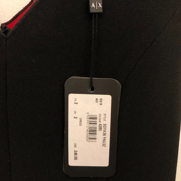 New Armani Exchange Black Double Faced Dress Size 2 - Picture 7 of 15